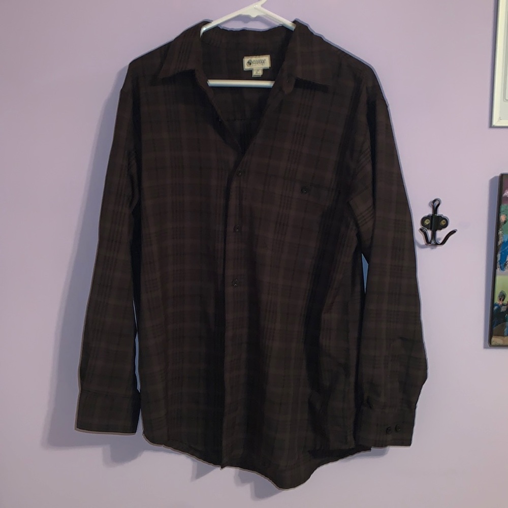 brown button down